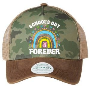 SchoolS Out Forever Rainbow Teacher Retirement Legacy Tie Dye Trucker Hat