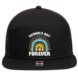 SchoolS Out Forever Rainbow Teacher Retirement 7 Panel Mesh Trucker Snapback Hat