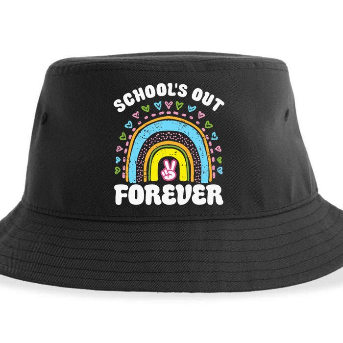 SchoolS Out Forever Rainbow Teacher Retirement Sustainable Bucket Hat