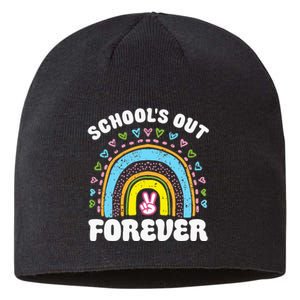 SchoolS Out Forever Rainbow Teacher Retirement Sustainable Beanie