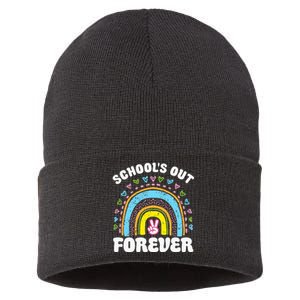 SchoolS Out Forever Rainbow Teacher Retirement Sustainable Knit Beanie