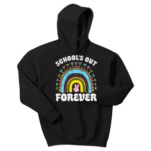 SchoolS Out Forever Rainbow Teacher Retirement Kids Hoodie