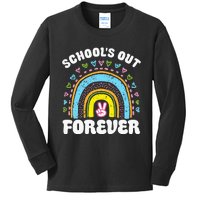 SchoolS Out Forever Rainbow Teacher Retirement Kids Long Sleeve Shirt