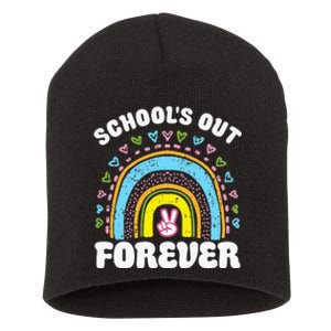 SchoolS Out Forever Rainbow Teacher Retirement Short Acrylic Beanie