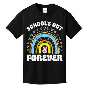 SchoolS Out Forever Rainbow Teacher Retirement Kids T-Shirt