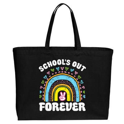 SchoolS Out Forever Rainbow Teacher Retirement Cotton Canvas Jumbo Tote