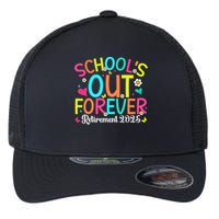 Schools Out Forever Retired Teacher 2025 Groovy Retirement Flexfit Unipanel Trucker Cap