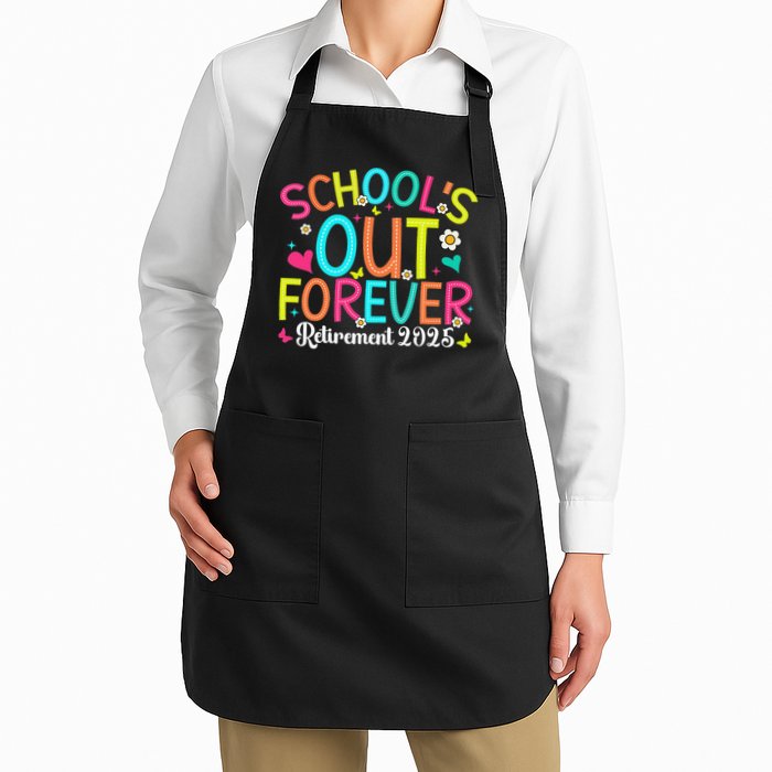 Schools Out Forever Retired Teacher 2025 Groovy Retirement Apron