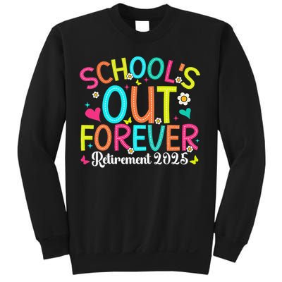 Schools Out Forever Retired Teacher 2025 Groovy Retirement Sweatshirt