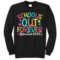Schools Out Forever Retired Teacher 2025 Groovy Retirement Sweatshirt