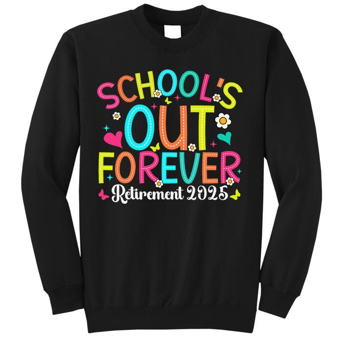 Schools Out Forever Retired Teacher 2025 Groovy Retirement Sweatshirt