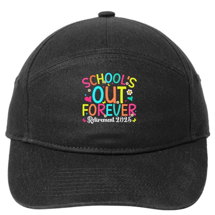 Schools Out Forever Retired Teacher 2025 Groovy Retirement 7-Panel Snapback Hat