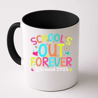 Schools Out Forever Retired Teacher 2025 Groovy Retirement Mug