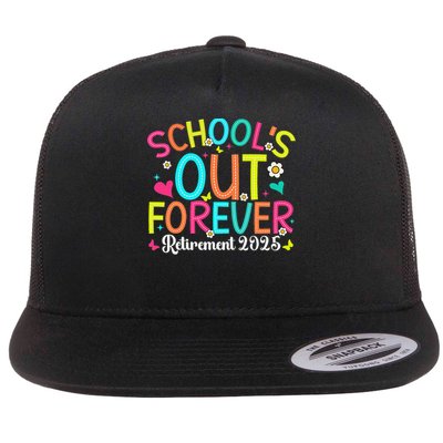 Schools Out Forever Retired Teacher 2025 Groovy Retirement Flatbill Hat
