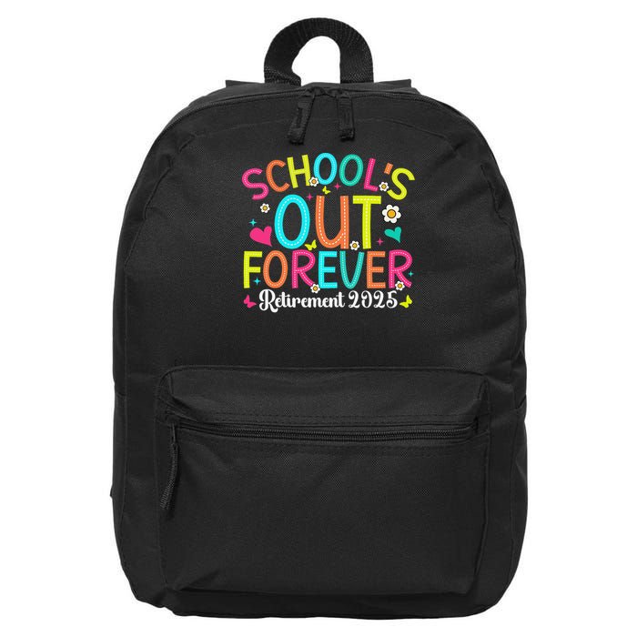Schools Out Forever Retired Teacher 2025 Groovy Retirement 16 in Basic Backpack