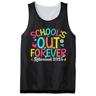 Schools Out Forever Retired Teacher 2025 Groovy Retirement Mesh Reversible Basketball Jersey Tank