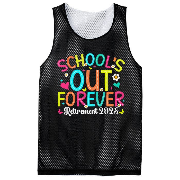 Schools Out Forever Retired Teacher 2025 Groovy Retirement Mesh Reversible Basketball Jersey Tank
