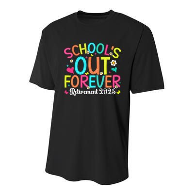 Schools Out Forever Retired Teacher 2025 Groovy Retirement Youth Performance Sprint T-Shirt