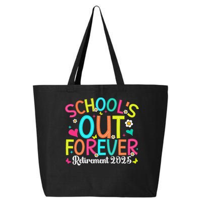 Schools Out Forever Retired Teacher 2025 Groovy Retirement 25L Jumbo Tote