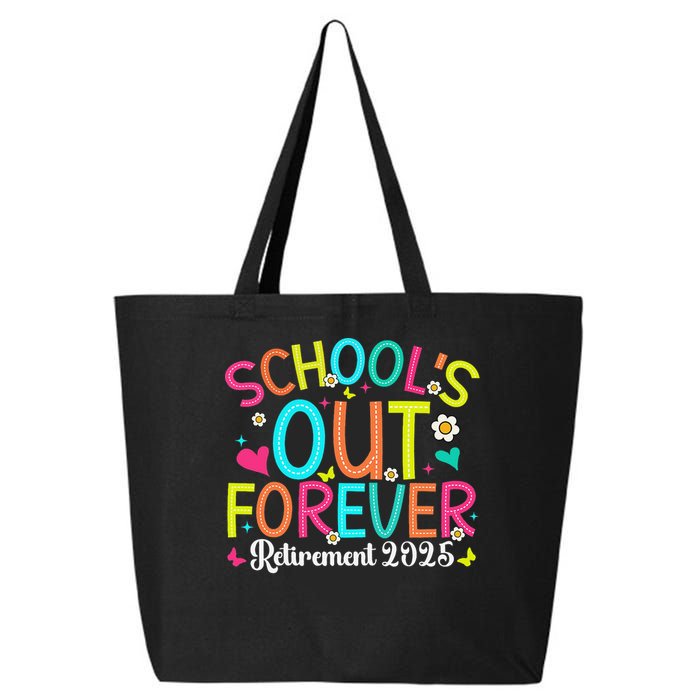 Schools Out Forever Retired Teacher 2025 Groovy Retirement 25L Jumbo Tote