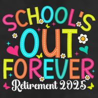 Schools Out Forever Retired Teacher 2025 Groovy Retirement 25L Jumbo Tote