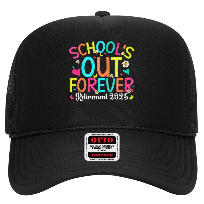 Schools Out Forever Retired Teacher 2025 Groovy Retirement Trucker Hat