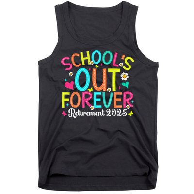 Schools Out Forever Retired Teacher 2025 Groovy Retirement Tank Top