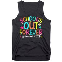 Schools Out Forever Retired Teacher 2025 Groovy Retirement Tank Top