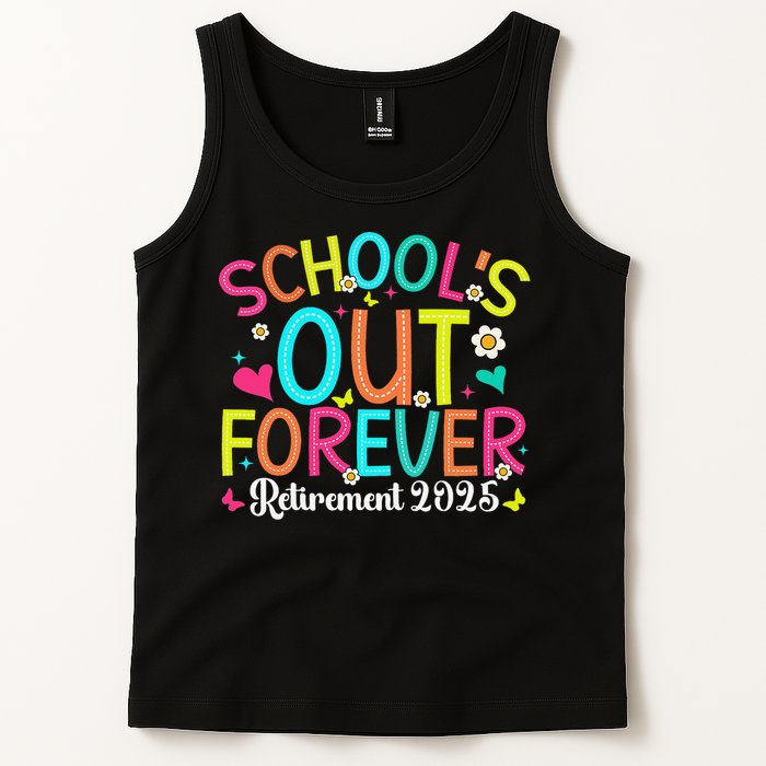 Schools Out Forever Retired Teacher 2025 Groovy Retirement Tank Top