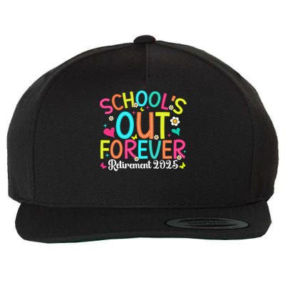 Schools Out Forever Retired Teacher 2025 Groovy Retirement Wool Snapback Cap
