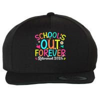 Schools Out Forever Retired Teacher 2025 Groovy Retirement Wool Snapback Cap