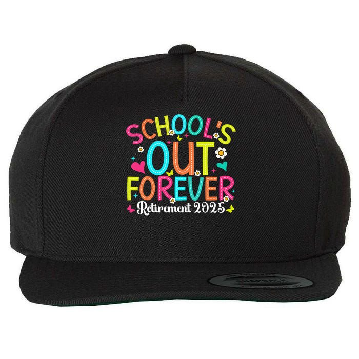 Schools Out Forever Retired Teacher 2025 Groovy Retirement Wool Snapback Cap