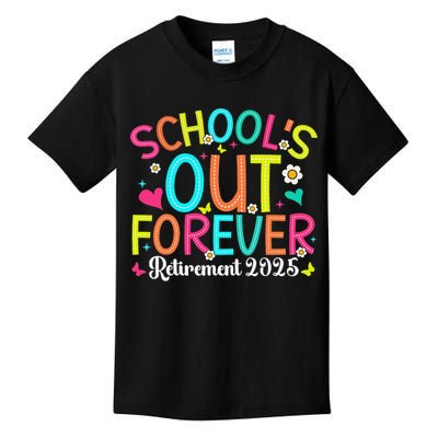Schools Out Forever Retired Teacher 2025 Groovy Retirement Kids T-Shirt