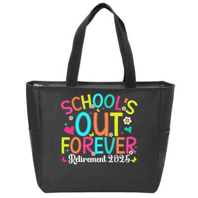Schools Out Forever Retired Teacher 2025 Groovy Retirement Zip Tote Bag