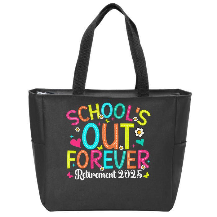 Schools Out Forever Retired Teacher 2025 Groovy Retirement Zip Tote Bag