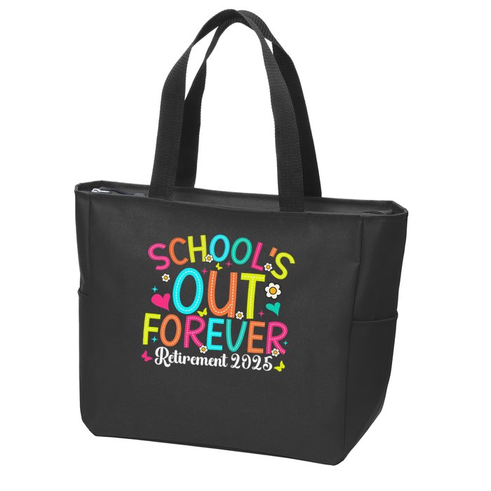 Schools Out Forever Retired Teacher 2025 Groovy Retirement Zip Tote Bag