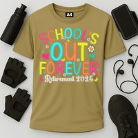 Schools Out Forever Retired Teacher 2025 Groovy Retirement Performance Shirt
