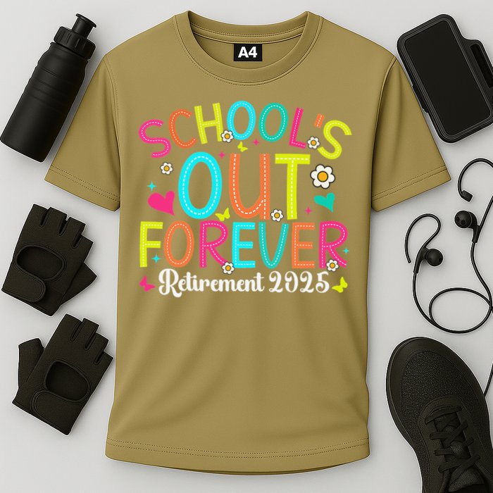 Schools Out Forever Retired Teacher 2025 Groovy Retirement Performance Shirt