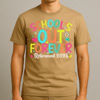 Schools Out Forever Retired Teacher 2025 Groovy Retirement T-Shirt