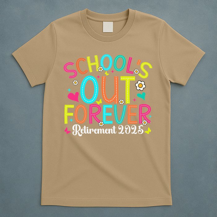Schools Out Forever Retired Teacher 2025 Groovy Retirement T-Shirt
