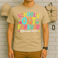 Schools Out Forever Retired Teacher 2025 Groovy Retirement T-Shirt