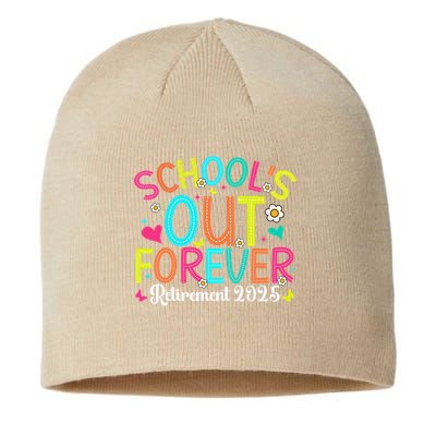 Schools Out Forever Retired Teacher 2025 Groovy Retirement Sustainable Beanie