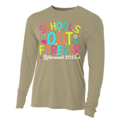 Schools Out Forever Retired Teacher 2025 Groovy Retirement Cooling Performance Long Sleeve Crew