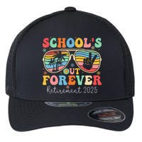 SchoolS Out Forever Retired Teacher 2025 Groovy Retirement Flexfit Unipanel Trucker Cap
