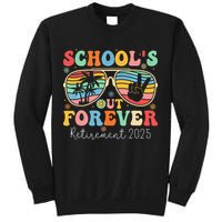 SchoolS Out Forever Retired Teacher 2025 Groovy Retirement Sweatshirt