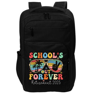 SchoolS Out Forever Retired Teacher 2025 Groovy Retirement Impact Tech Backpack