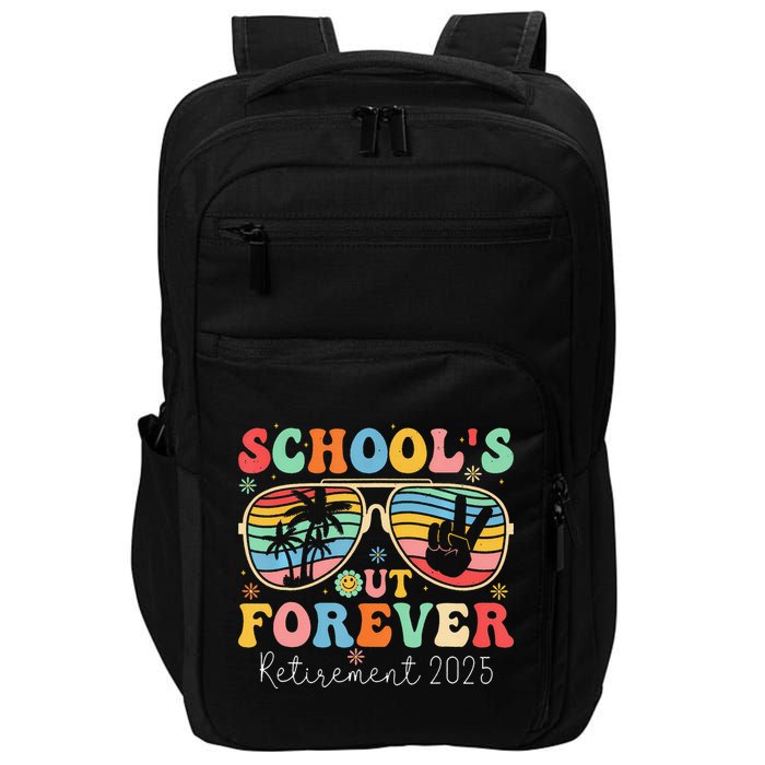 SchoolS Out Forever Retired Teacher 2025 Groovy Retirement Impact Tech Backpack