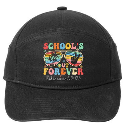 SchoolS Out Forever Retired Teacher 2025 Groovy Retirement 7-Panel Snapback Hat