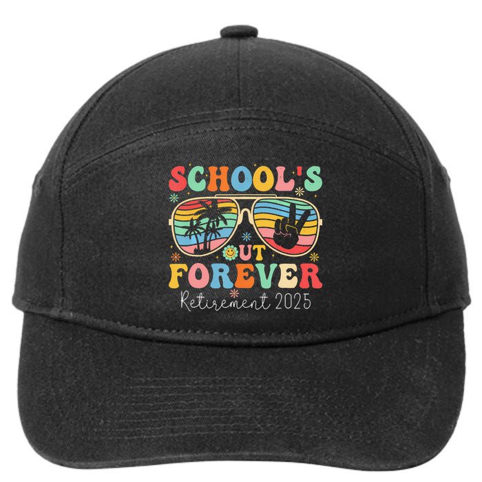 SchoolS Out Forever Retired Teacher 2025 Groovy Retirement 7-Panel Snapback Hat