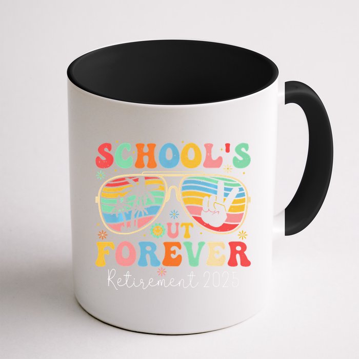 SchoolS Out Forever Retired Teacher 2025 Groovy Retirement Mug